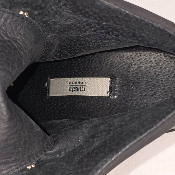 WOMENS MIISTA LONDON BLACK LEATHER LACE UP BOOTS SIZE 37 (6.5) GRUNGE MOTO - Picture 10 of 11